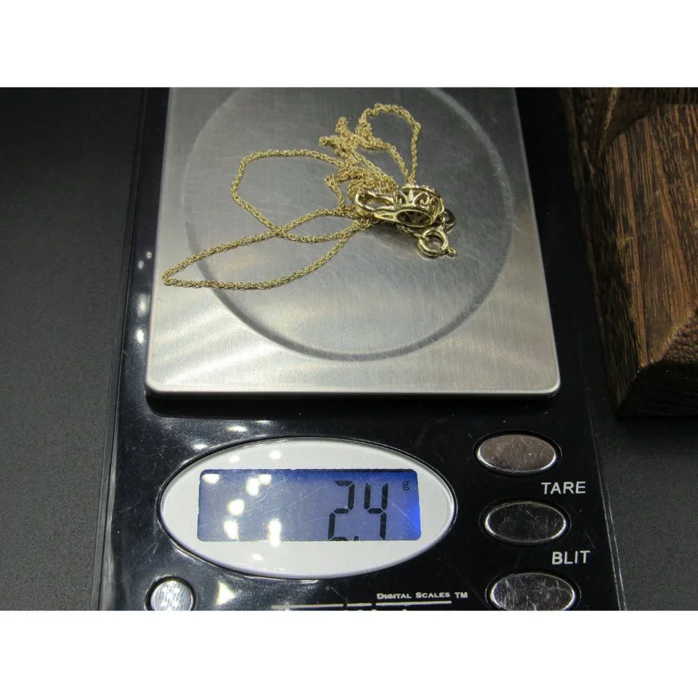 18" Sterling Silver Simple Diamond Chip Gold Plated Pendant Necklace Vintage - Picture 7 of 7